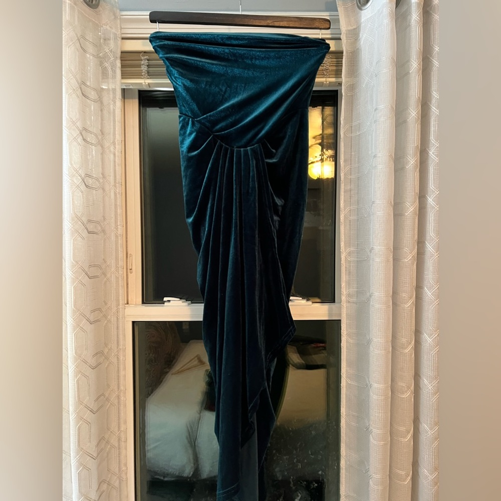 Strapless Green Velvet Dress